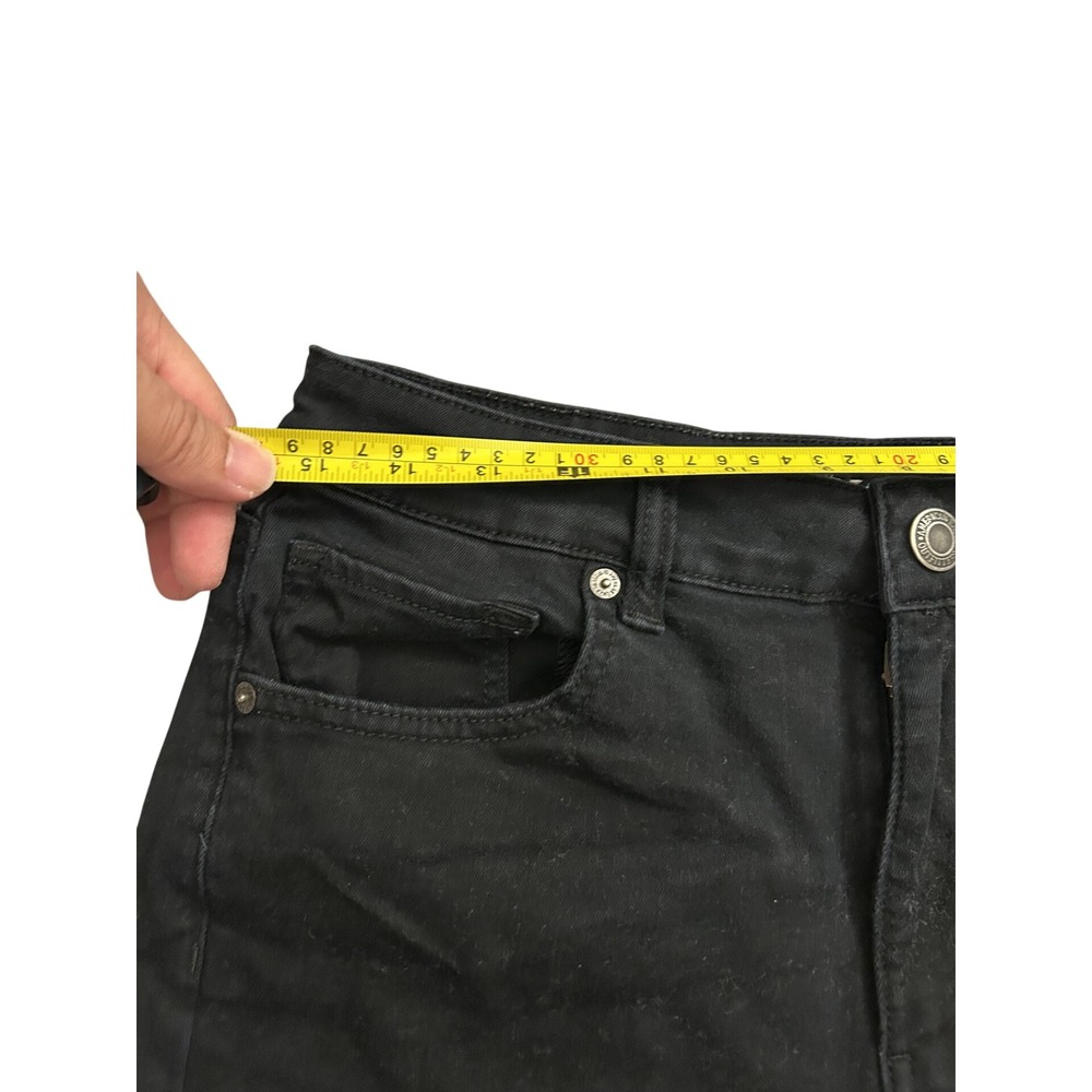 American Eagle Denim Short Womens 12 Black Excellent High Waisted Raw Hem Cutoff - Picture 6 of 7